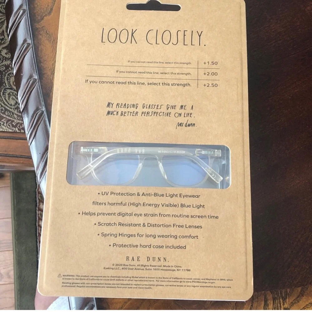 NWT Blue Light Reading Glasses Clear Amber Duo Rae Dunn Back to School